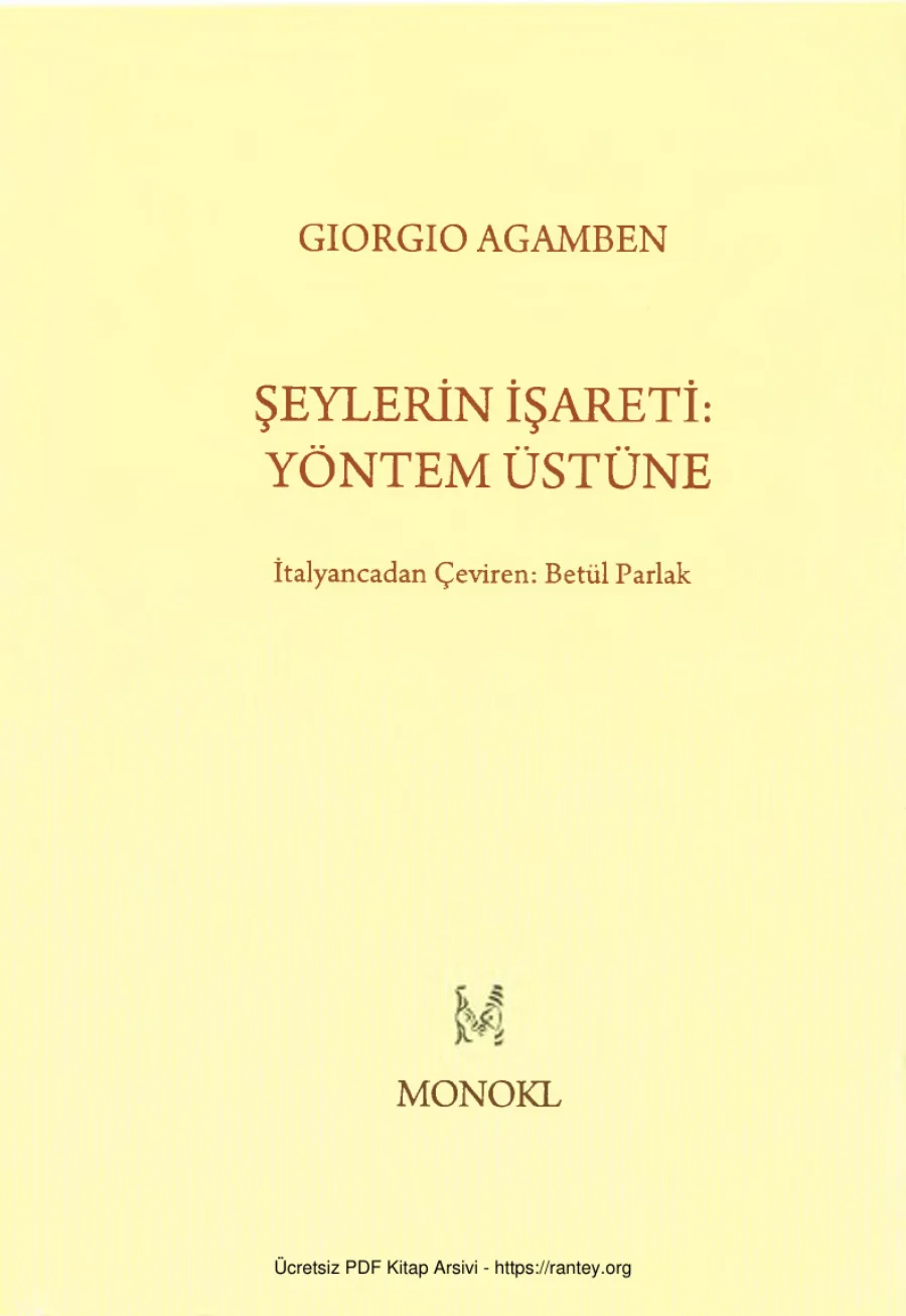 Şeylerin İşareti Yöntem Üstüne kapak görseli