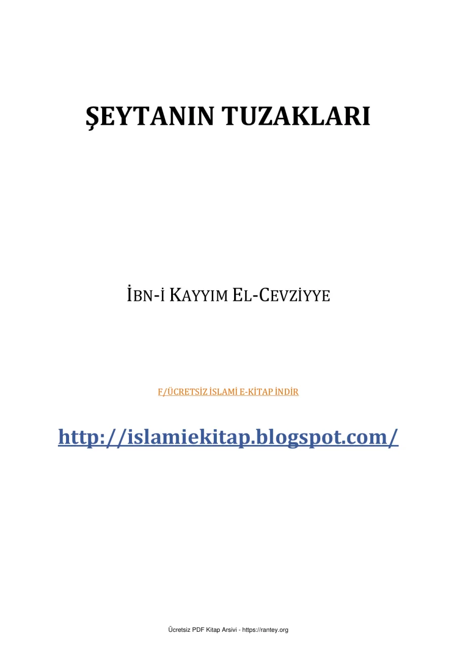 ŞEYTANIN TUZAKLARI İBN İ KAYYİM EL CEVZİYYE Ebu Abdulmumin Tekin Mıhçı kapak görseli