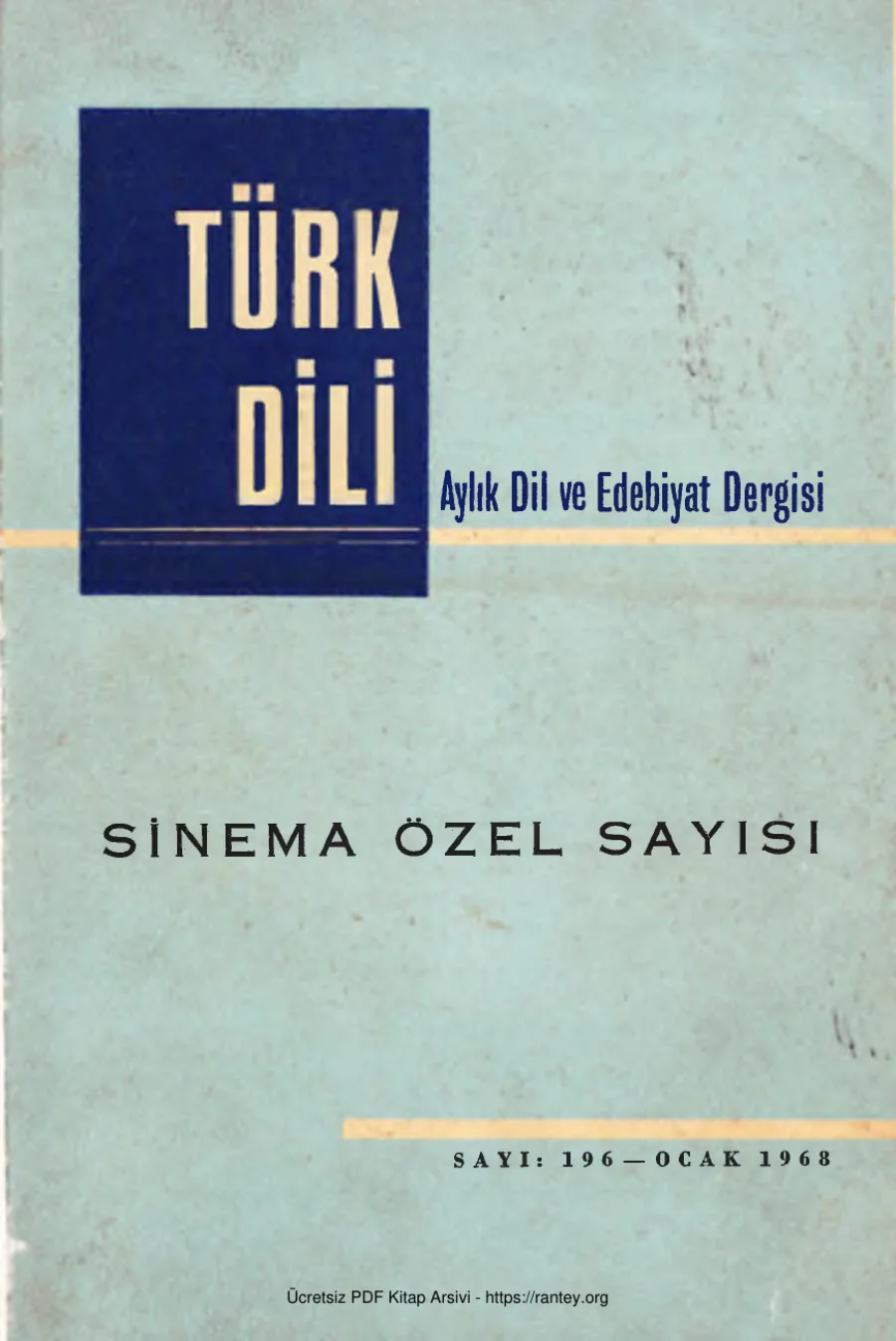 Sinema Özel Sayısı Sayı 196 Ocak 1968 kapak görseli