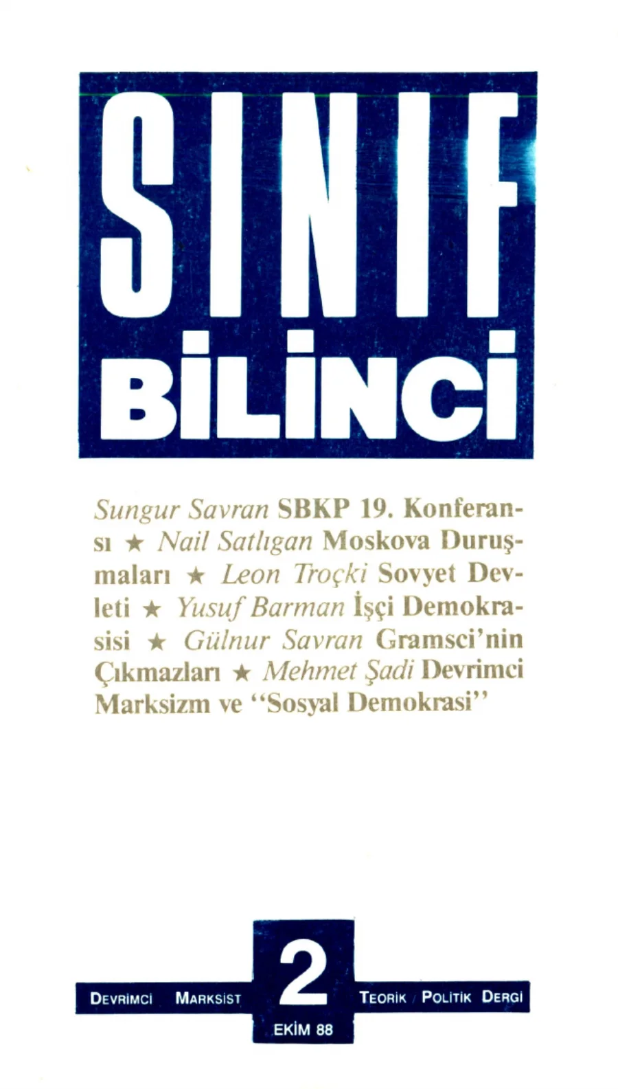 Sınıf Bilinci Dergisi Sayı 02 1988 Eylül Ekim kapak görseli