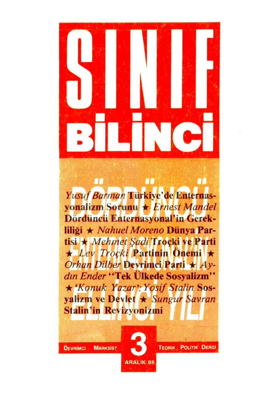 Sınıf Bilinci Dergisi Sayı 03 1998 Aralık kapak görseli