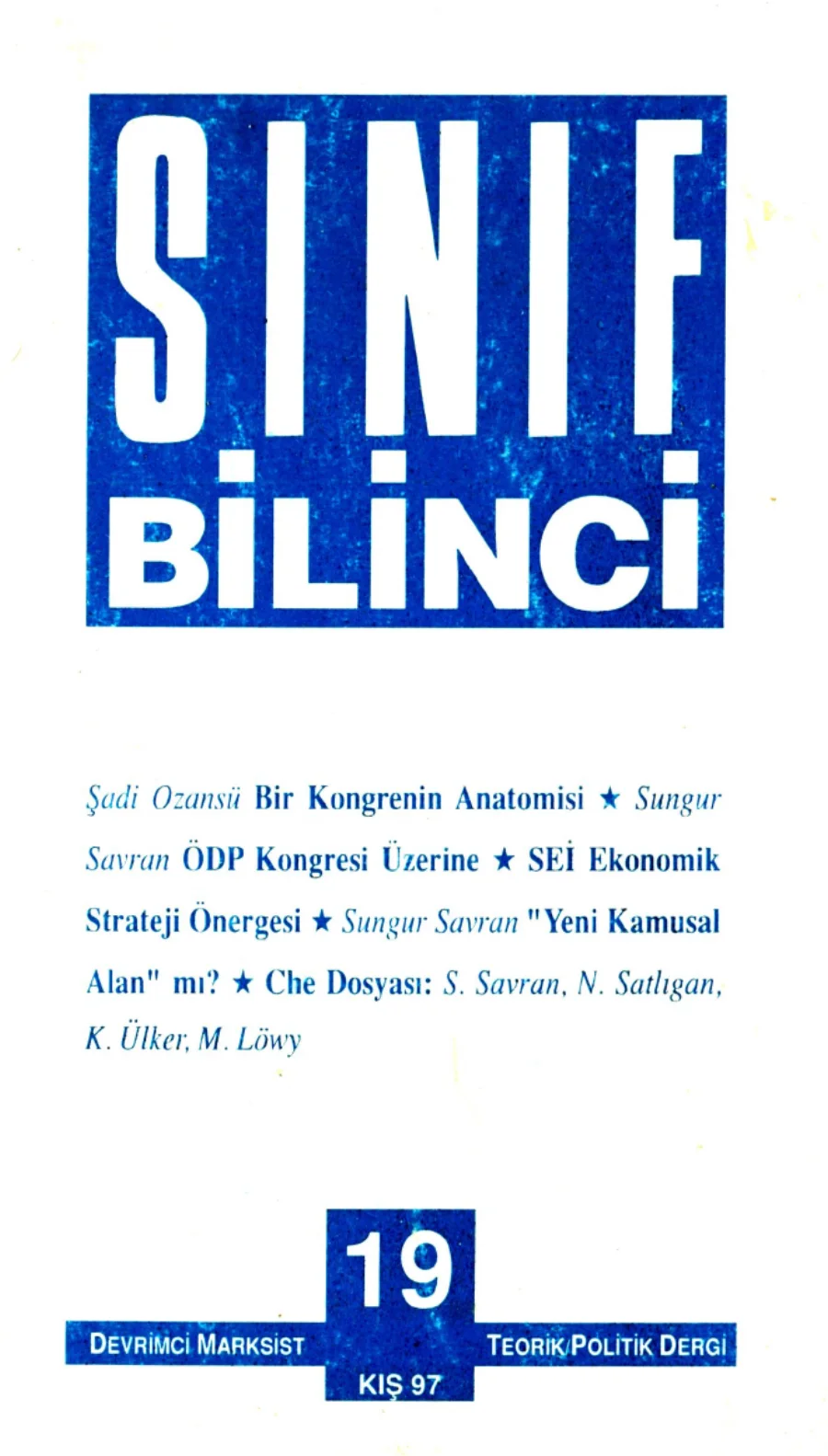 Sınıf Bilinci Dergisi Sayı 19 1998 Kış kapak görseli