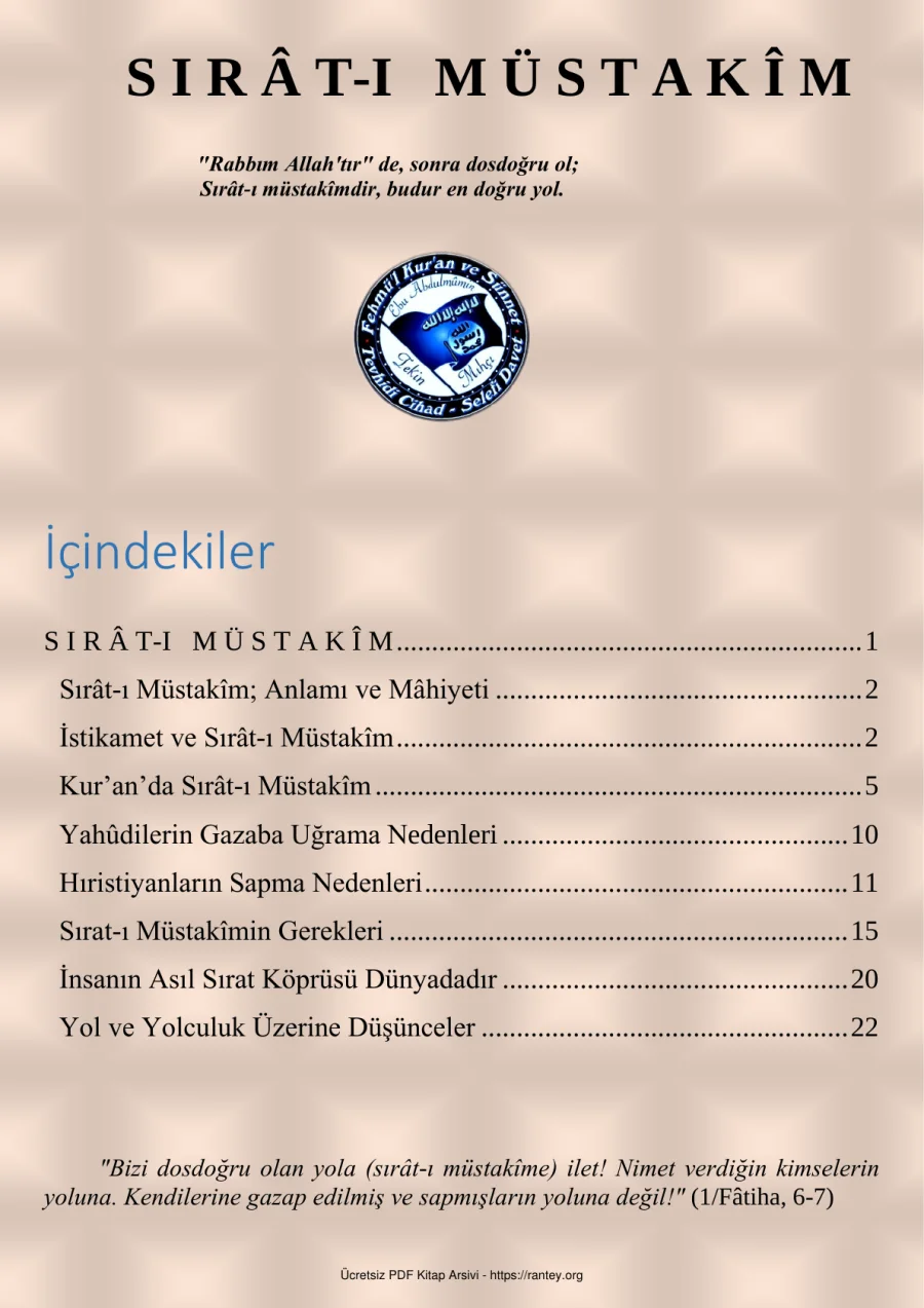 SIRT I MÜSTAKM KAVRAMI Ebu Abdulmumin Tekin Mıhçı kapak görseli