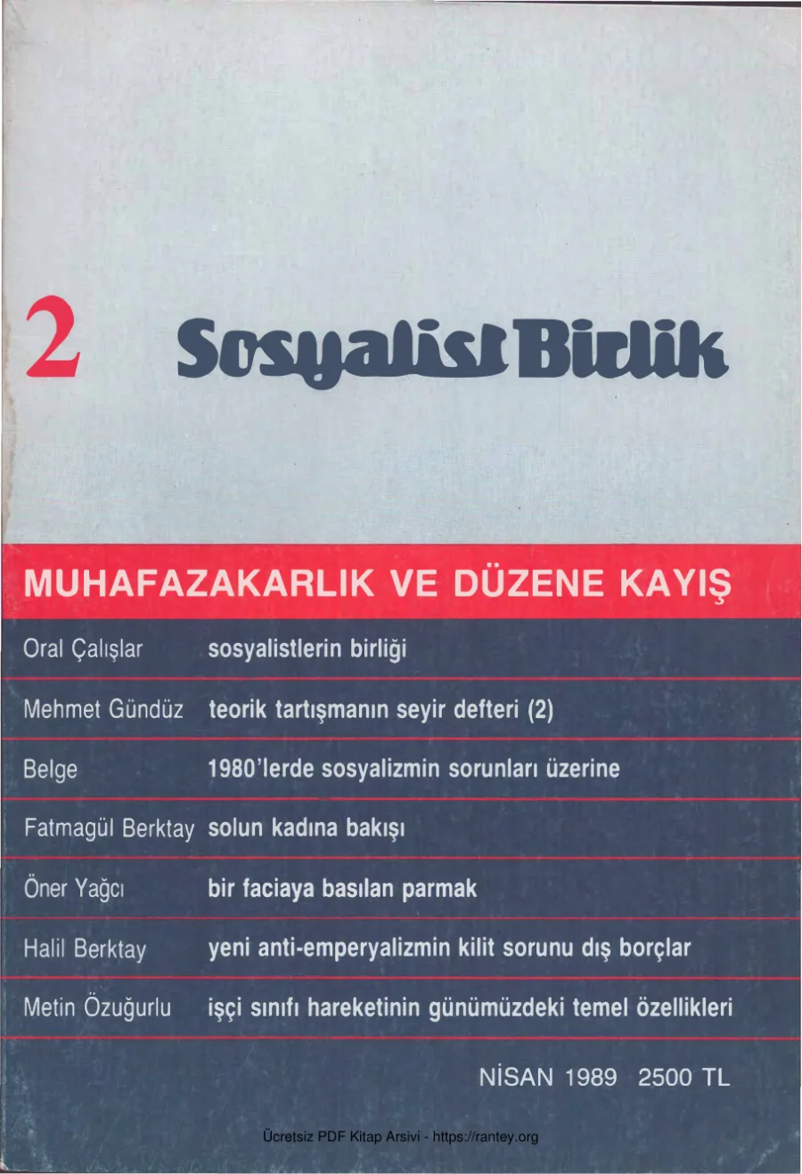 Sosyalist Birlik Sayı 002 - Nisan 1989 kapak görseli