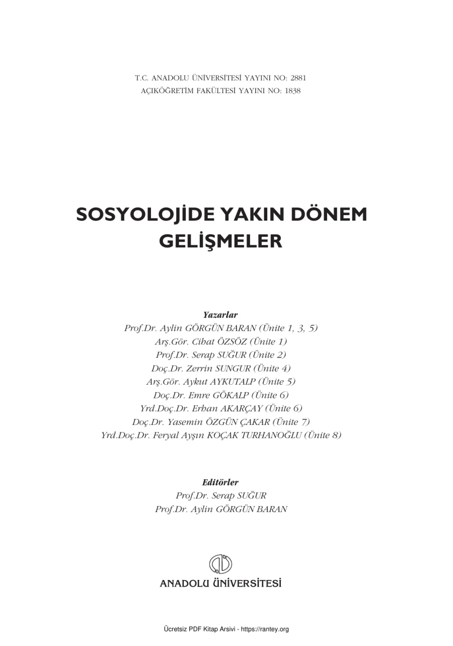 SosyolojideYakınDönemGelişmeler SOS302U kapak görseli