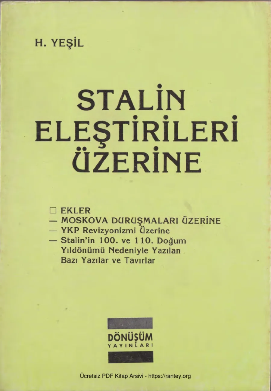 Stalin Eleştirileri Üzerine kapak görseli