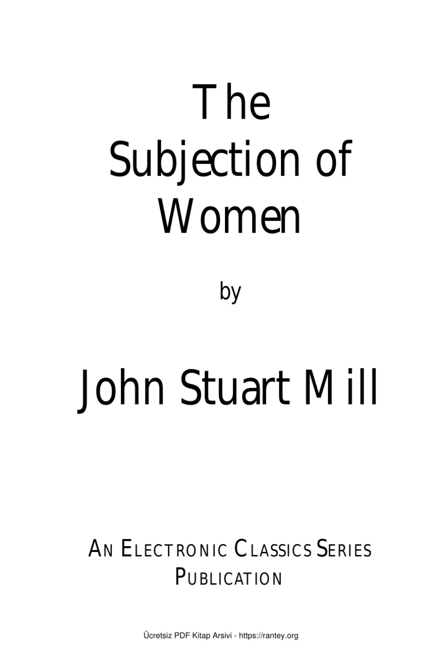 Subjection of Women kapak görseli