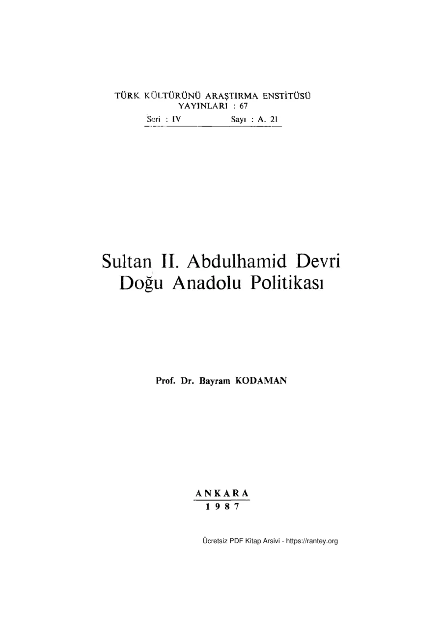 Sultan II Abdulhamid Devri Doğu Anadolu Politikası kapak görseli