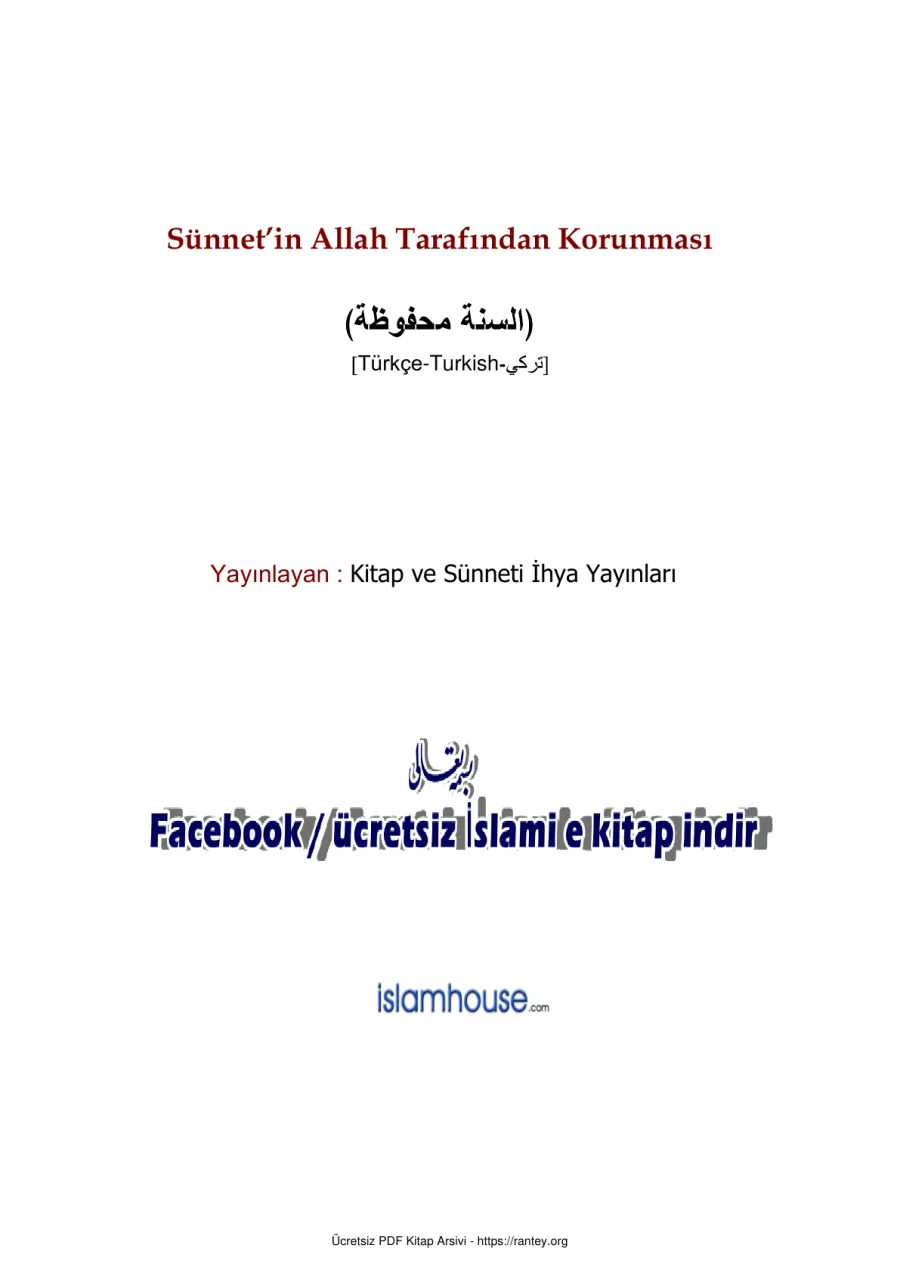 SÜNNET TİN ALLAH TARAFINDAN KORUNMASI Ebu Abdulmumin Tekin Mıhçı kapak görseli