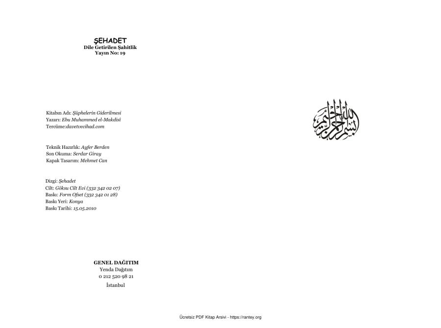 ŞÜPHELERİN GİDERİLMESİ Ebu Muhammed el Makdis kapak görseli
