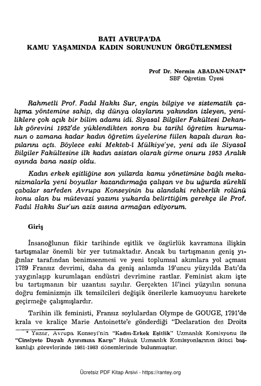 Surun Anısına Armağan AÜSBF Yayınları Nermin Abadan Unat kapak görseli
