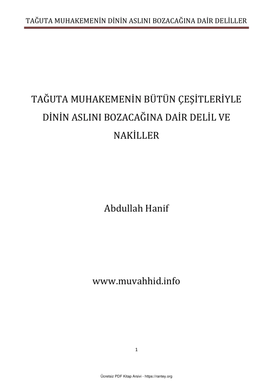 TAĞUTA MUHAKEMENİN DİNİN ASLINI BOZACAĞINA DAİR DELİLLER Ebu Abdulmumin Tekin Mıhçı kapak görseli