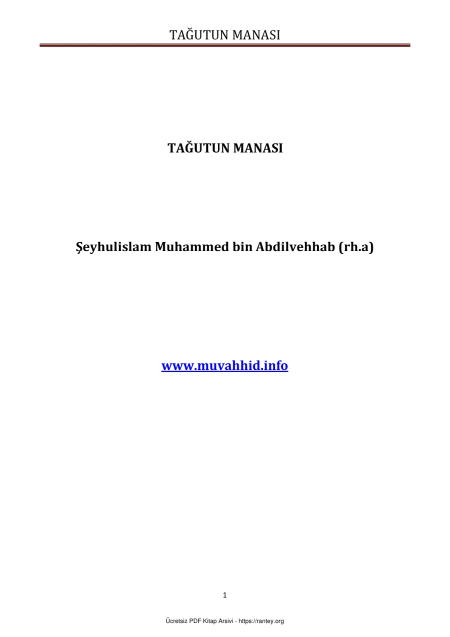 TAĞUTUN MANASI Ebu Abdulmumin Tekin Mıhçı kapak görseli