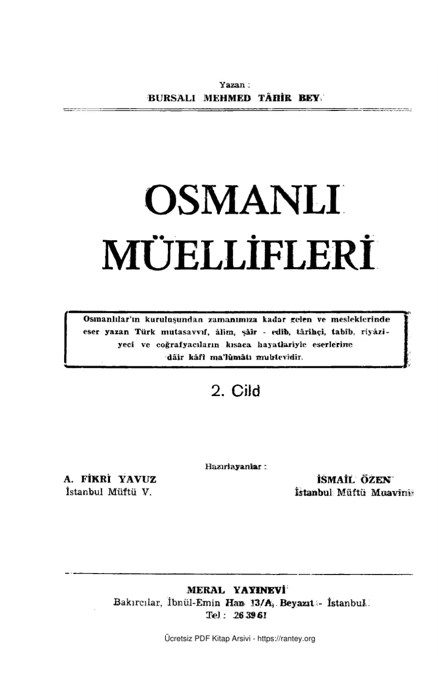 Tahir Osmanli Muellifleri II kapak görseli