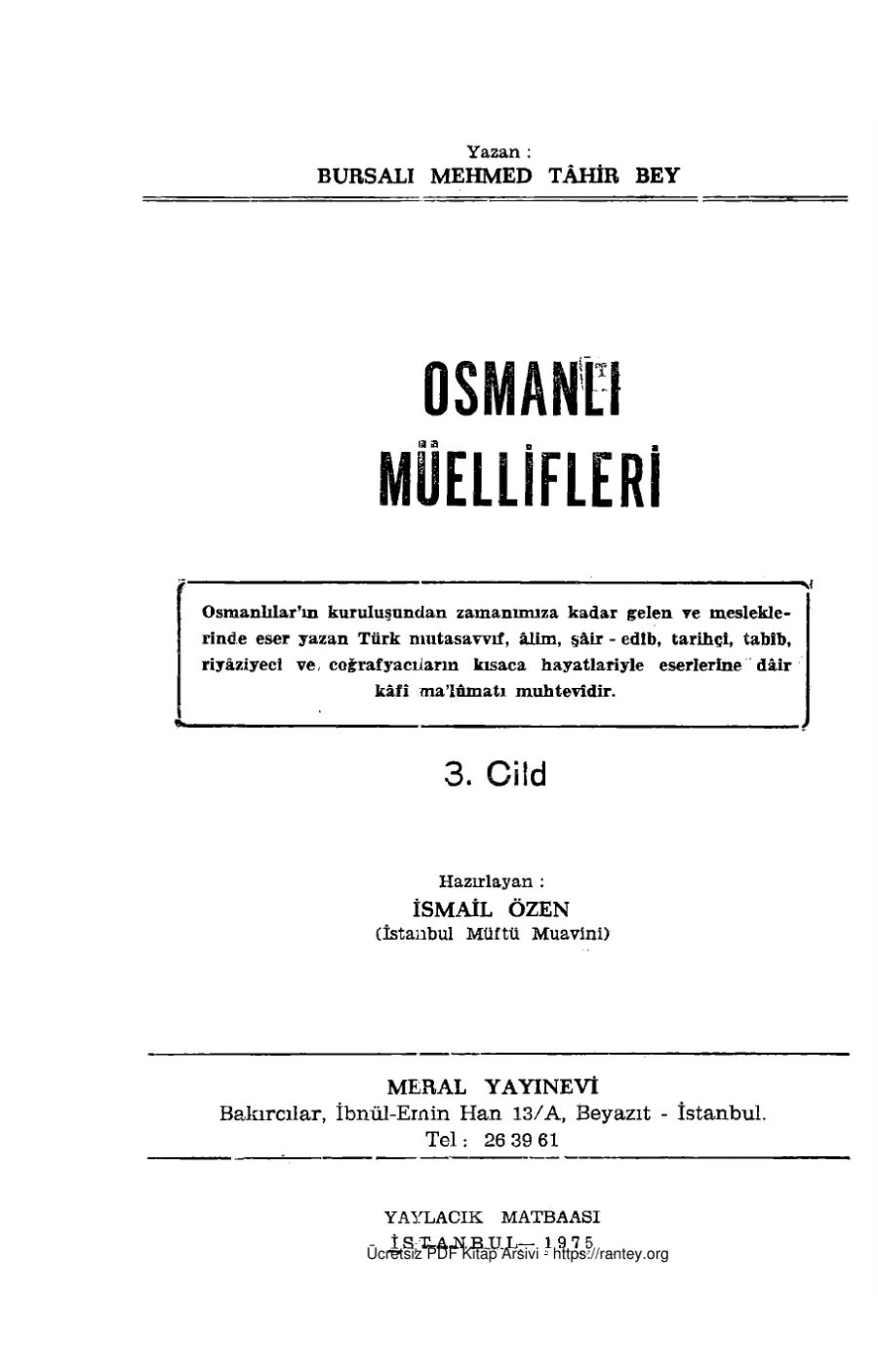 Tahir Osmanli Muellifleri III kapak görseli