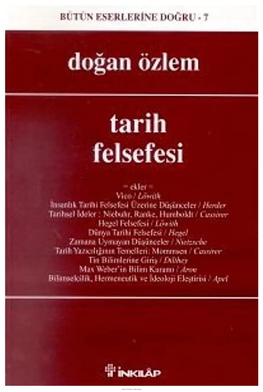 Tarih Felsefesi Inkilap Yayınları kapak görseli