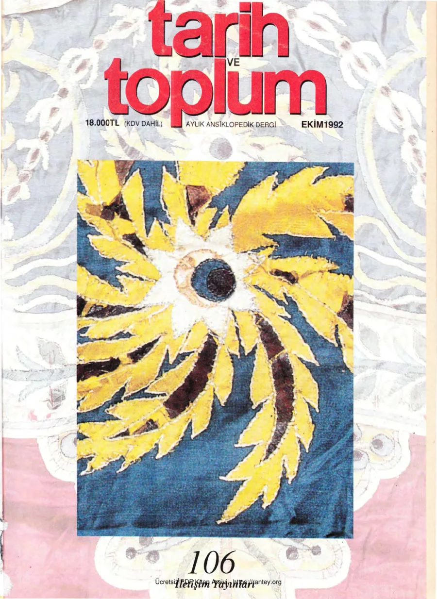 Tarih ve Toplum Sayı 106 kapak görseli