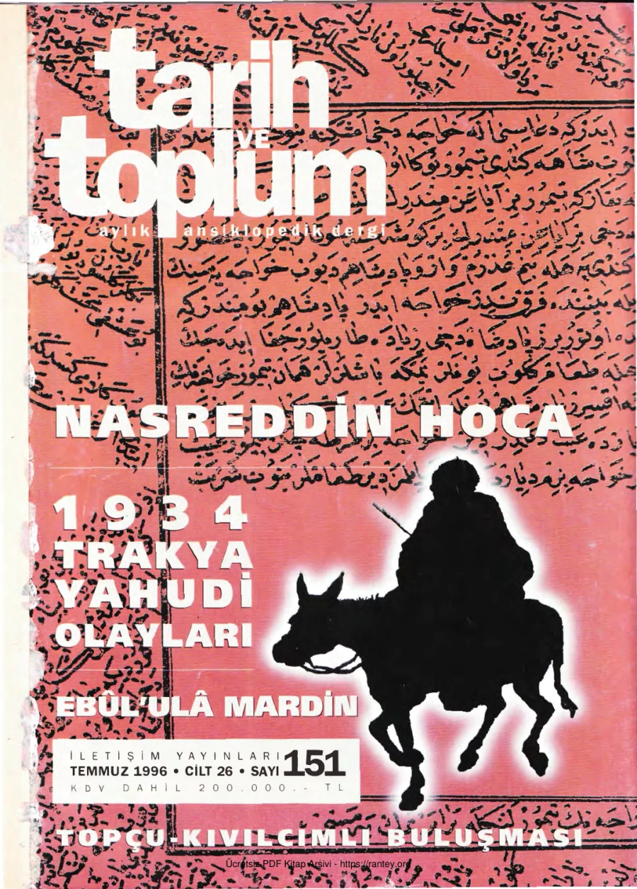 Tarih ve Toplum Sayı 151 kapak görseli