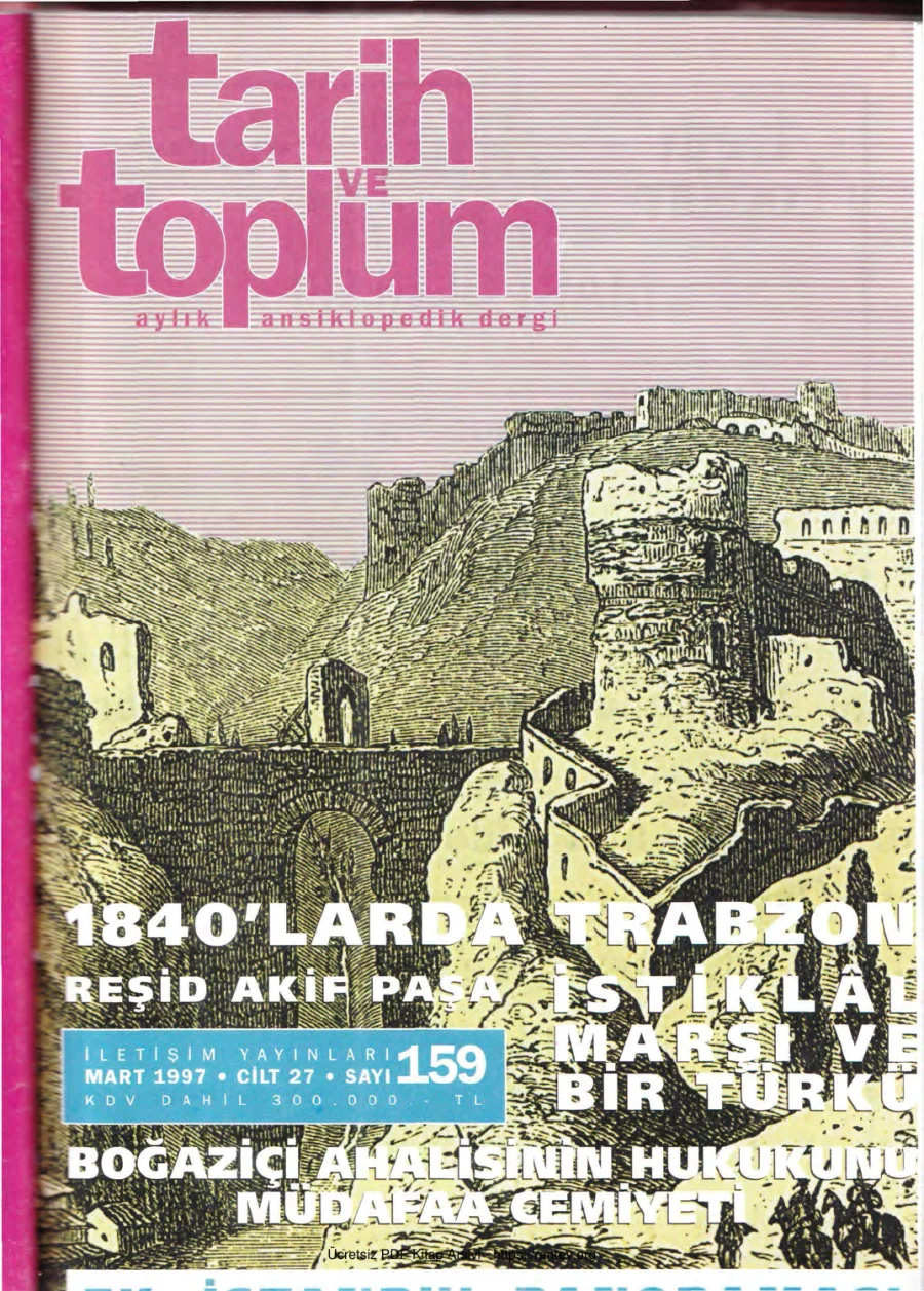 Tarih ve Toplum Sayı 159 kapak görseli