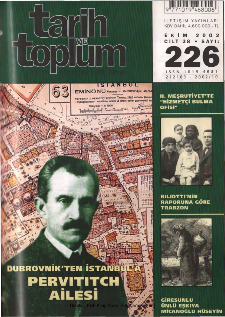 Tarih ve Toplum Sayı 226 - Ekim 2002 kapak görseli