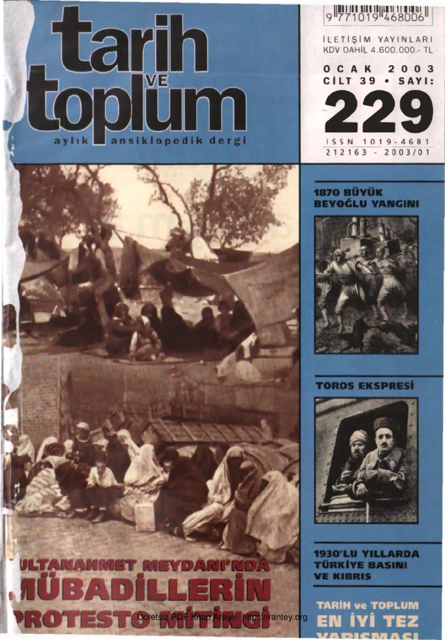 Tarih ve Toplum Sayı 229 - Ocak 2003 kapak görseli