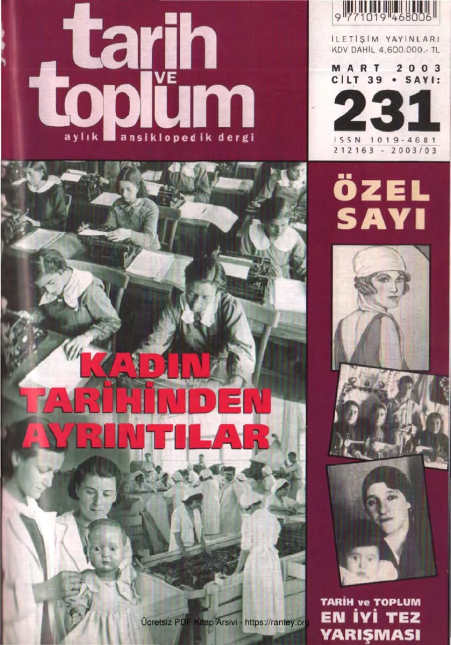 Tarih ve Toplum Sayı 231 - Mart 2003 kapak görseli