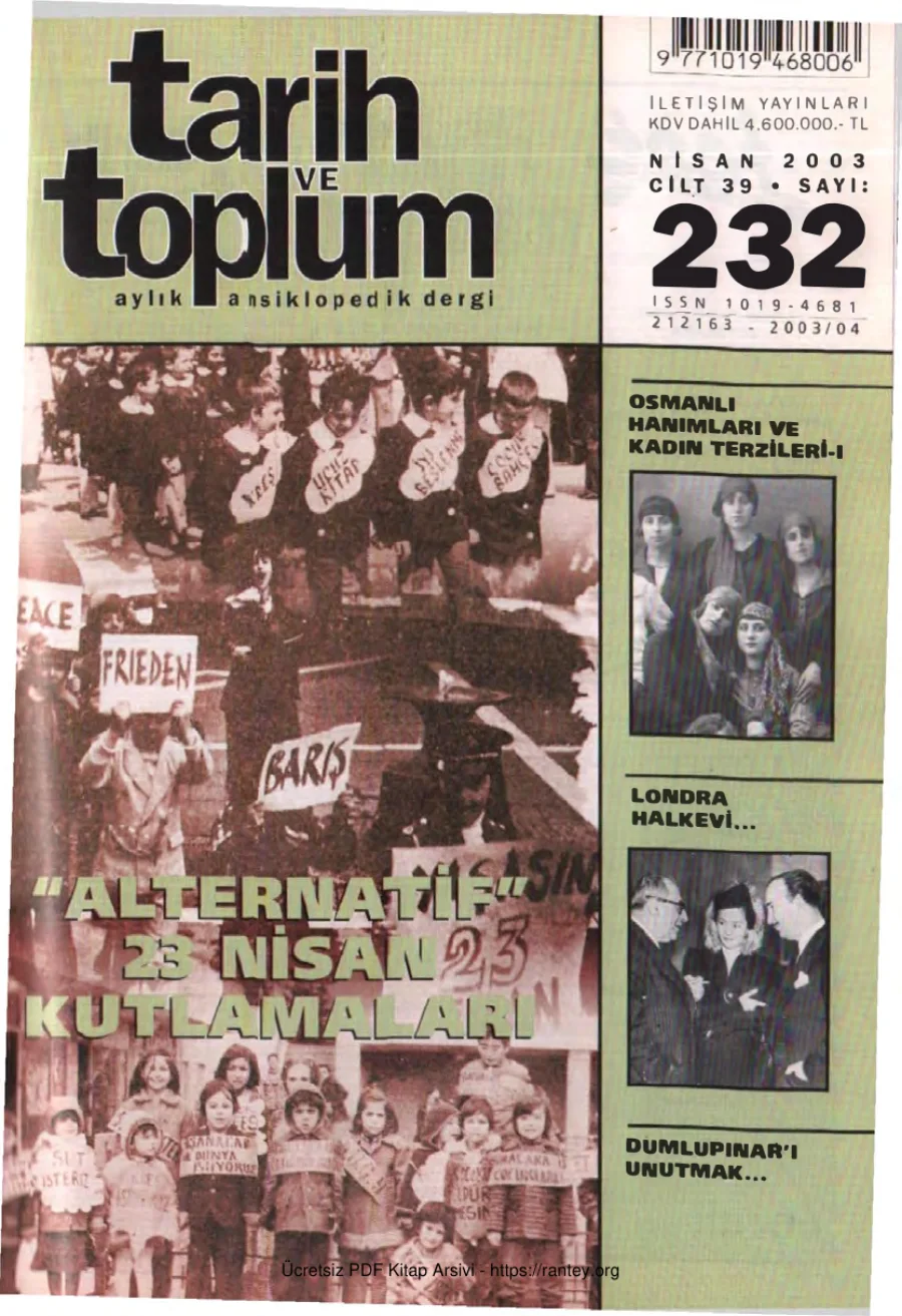 Tarih ve Toplum Sayı 232 - Nisan 2003 kapak görseli