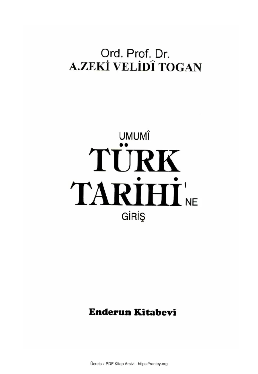 Tarihine Giriş A Zeki Velidi Togan kapak görseli