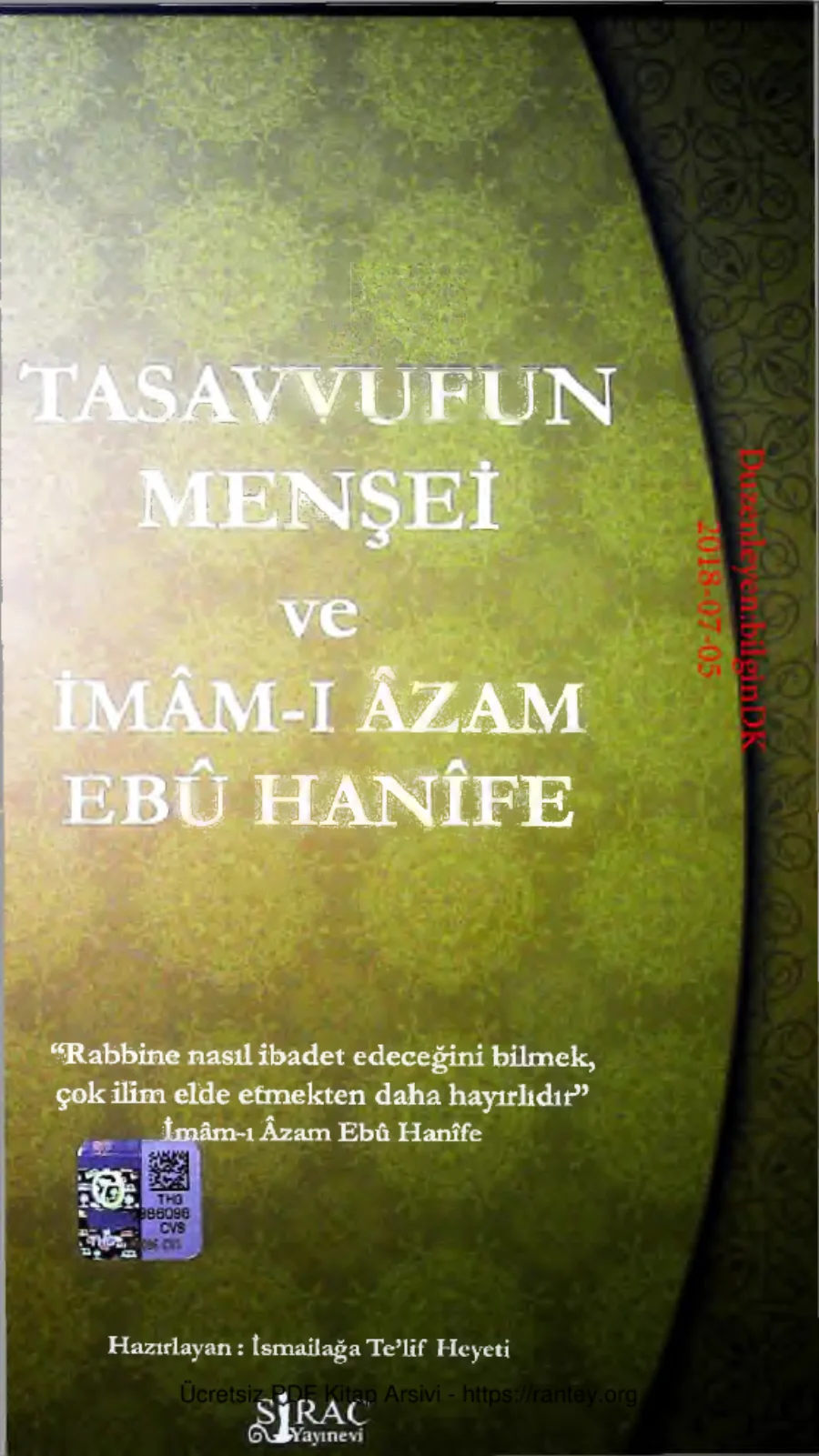 Tasavvufun Mensei ve Imami Azam Ebu Hanife kapak görseli