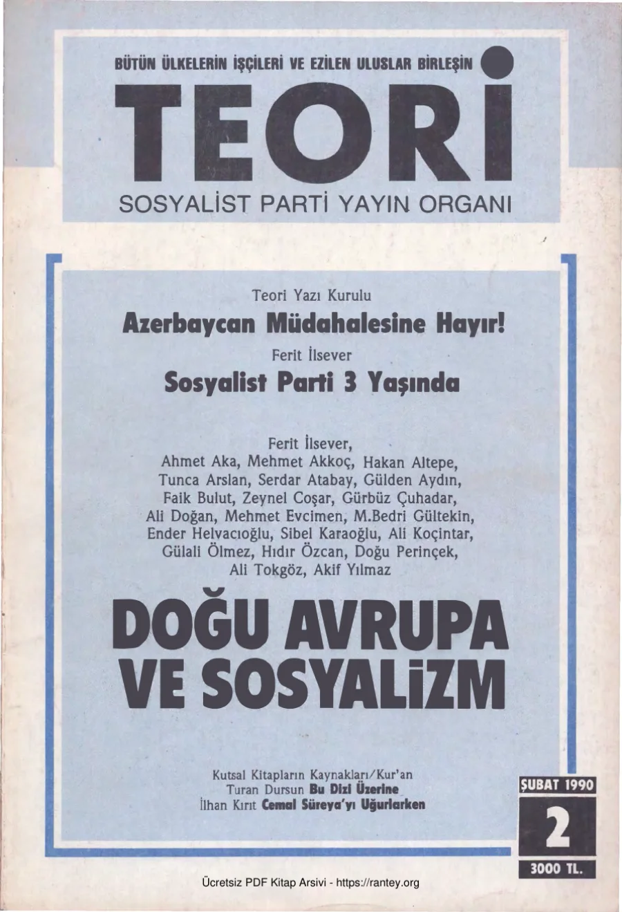 Teori Sayı 002 - Şubat 1990 kapak görseli