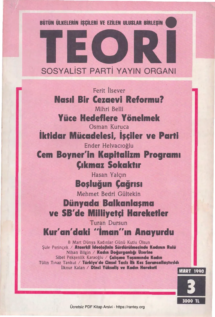 Teori Sayı 003 - Mart 1990 kapak görseli