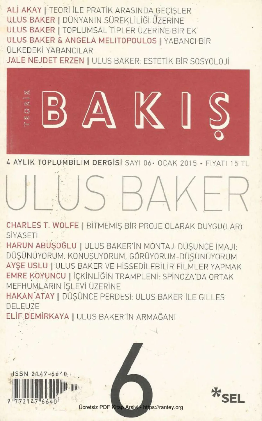 Teorik Bakış Sayı 006 - Ulus Baker kapak görseli