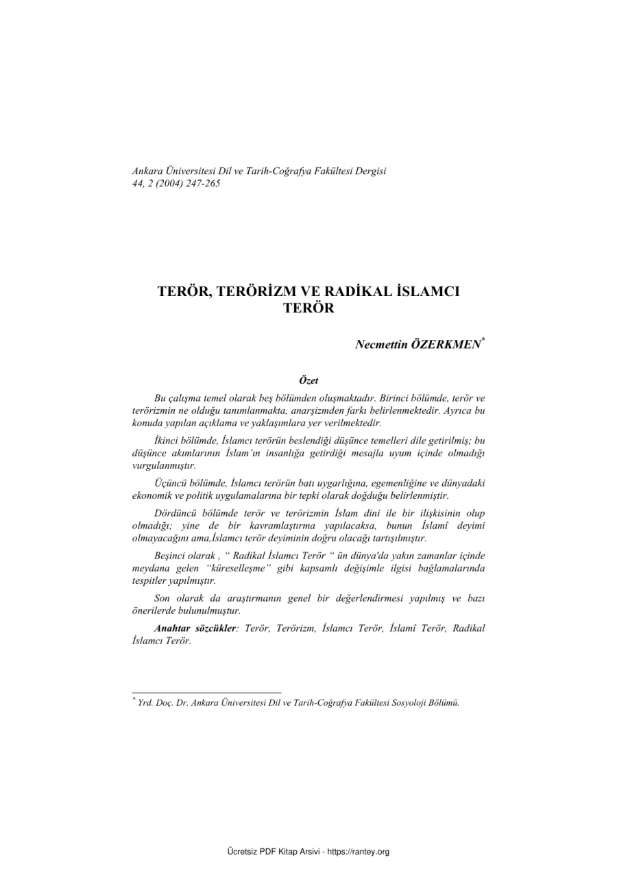 TERÖR TERÖRİZM VE RADİKAL İSLAMCI Dr TEZİ Ebu Abdulmumin Tekin Mıhçı kapak görseli