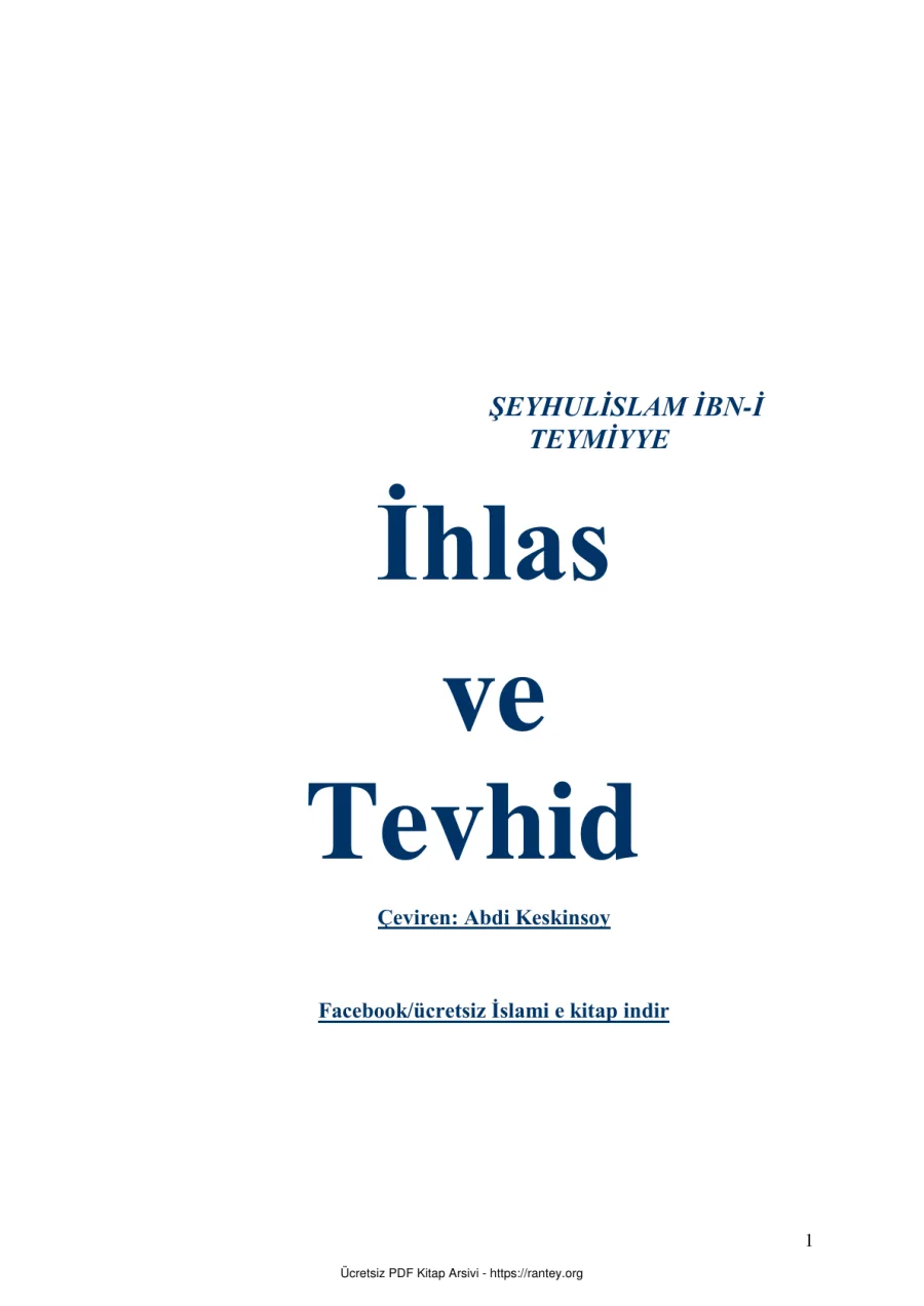 Tevhid İbn Teymiyye Ebu Abdulmumin Tekin Mıhçı kapak görseli