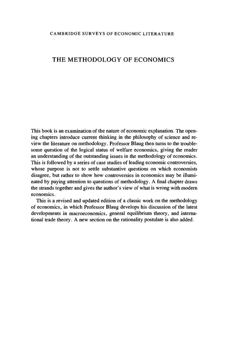The Methodology of Economics kapak görseli