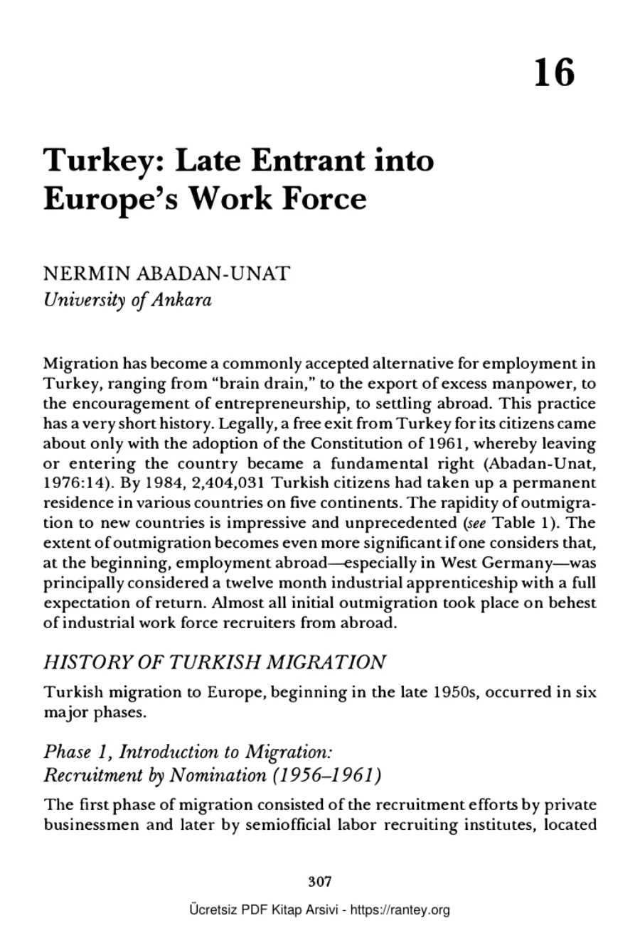 The Politics of Migration Policies Nermin Abadan Unat kapak görseli
