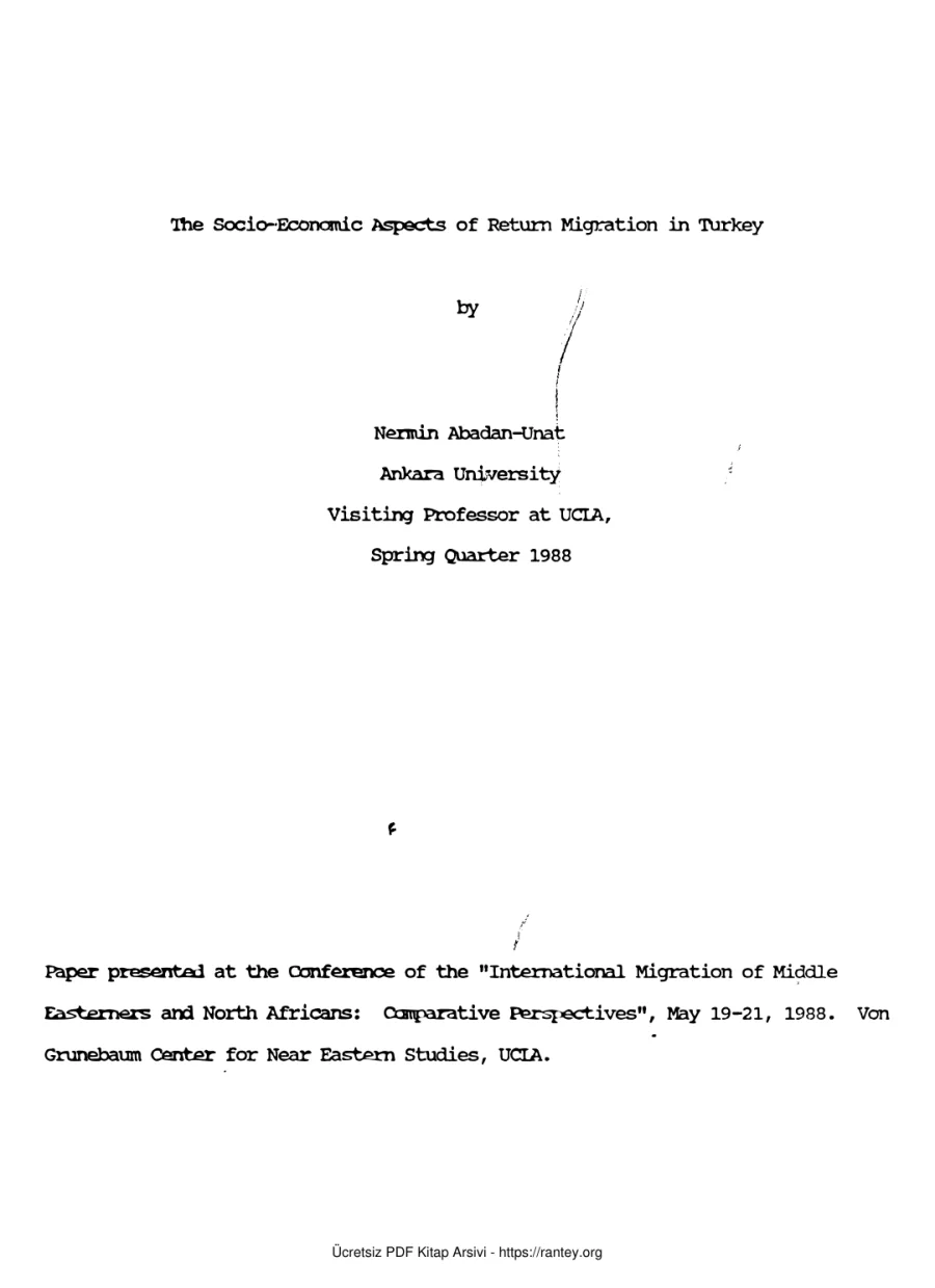 The Socio Economic Aspects of Return Migration in Turkey kapak görseli
