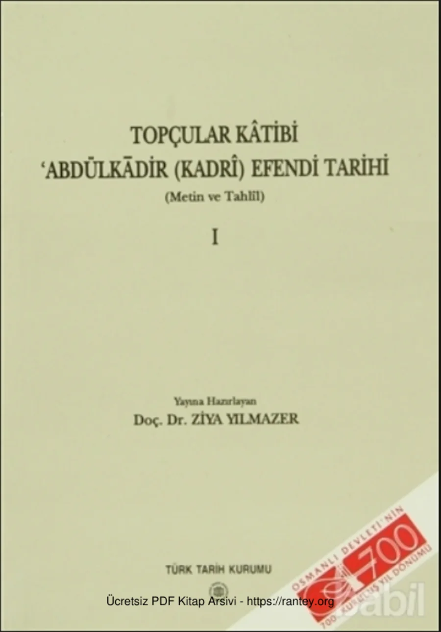 Topçular Katibi Abdülkadir Efendi Tarihi kapak görseli