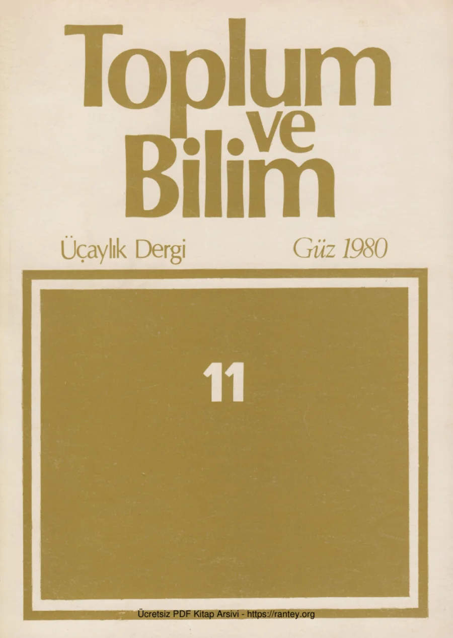 Toplum ve Bilim Sayı 011 kapak görseli
