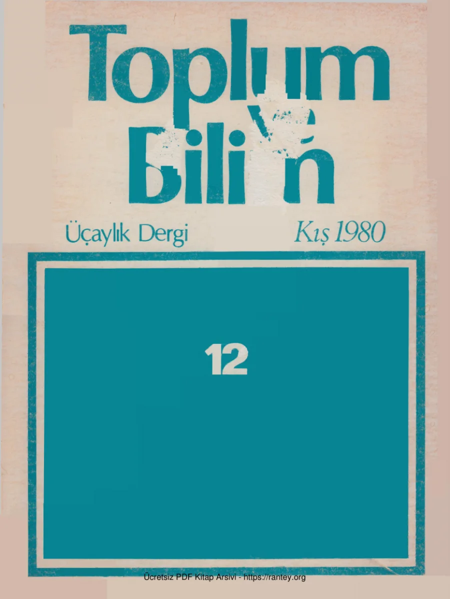 Toplum ve Bilim Sayı 012 kapak görseli