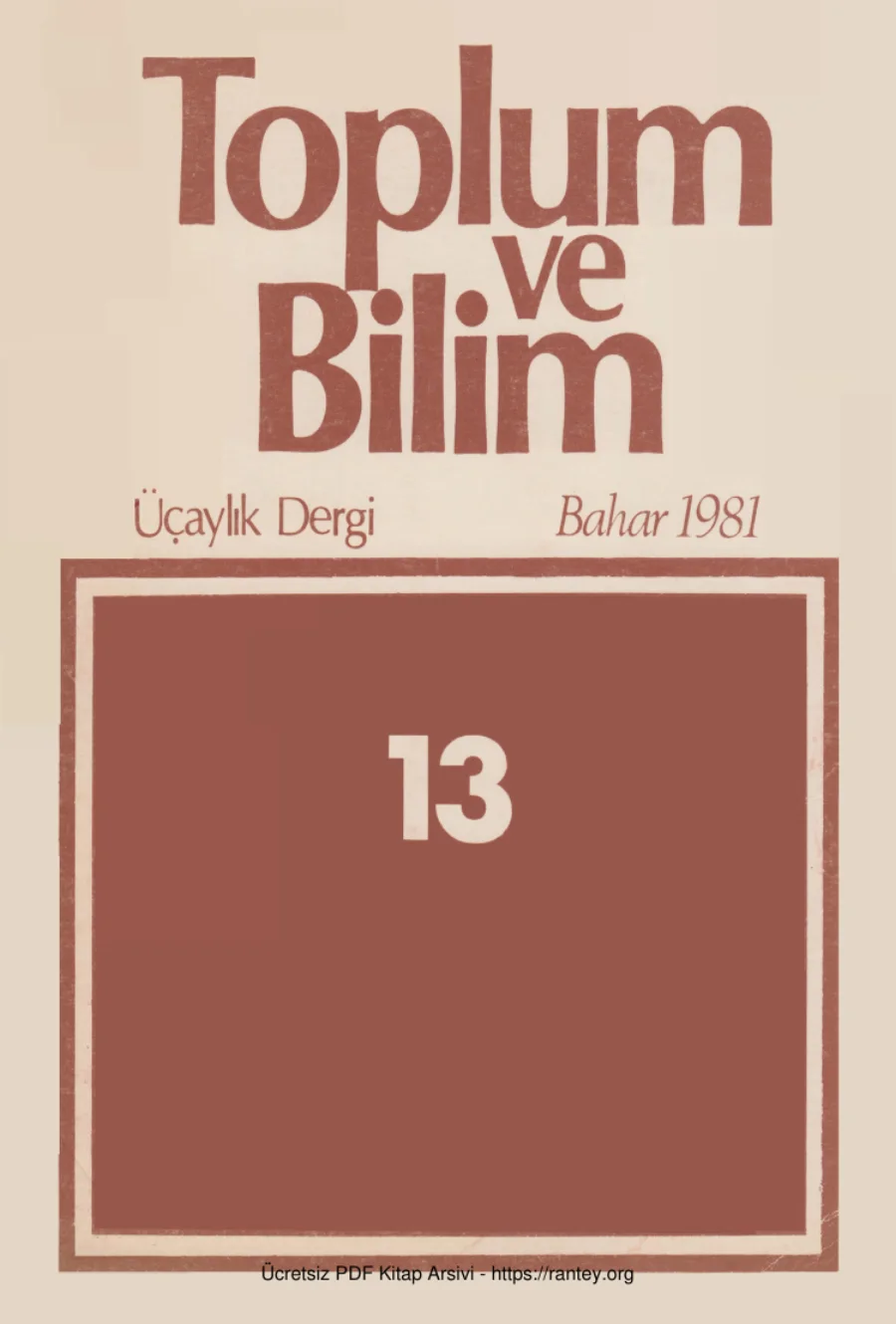 Toplum ve Bilim Sayı 013 kapak görseli