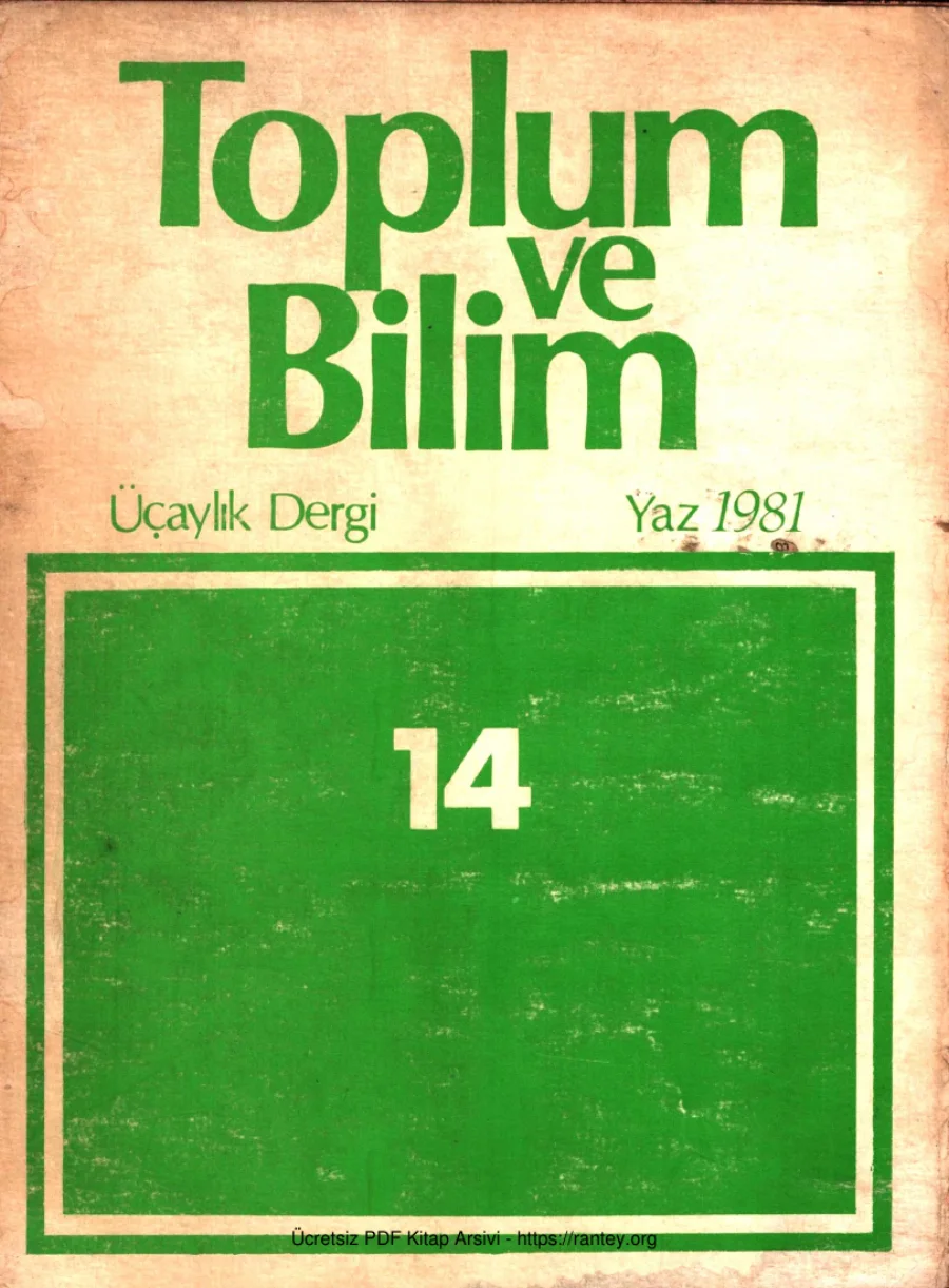 Toplum ve Bilim Sayı 014 kapak görseli