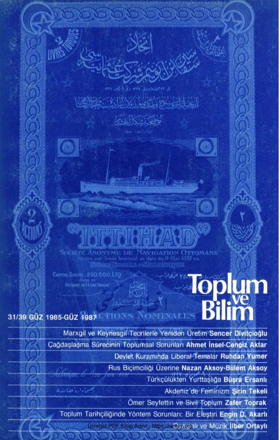 Toplum ve Bilim Sayı 031 039 kapak görseli