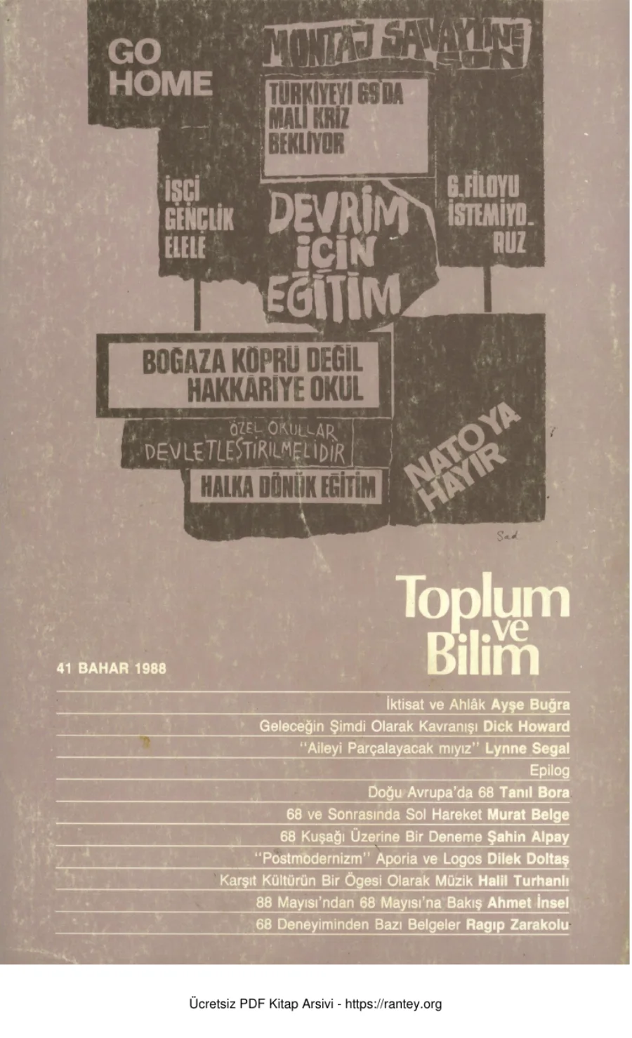 Toplum ve Bilim Sayı 041 kapak görseli