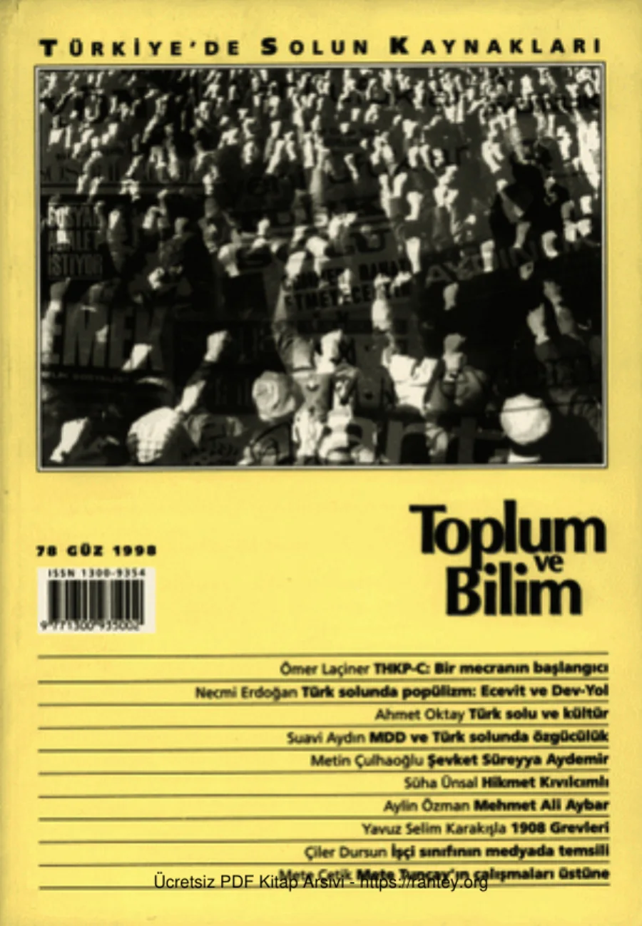 Toplum ve Bilim Sayı 078 kapak görseli