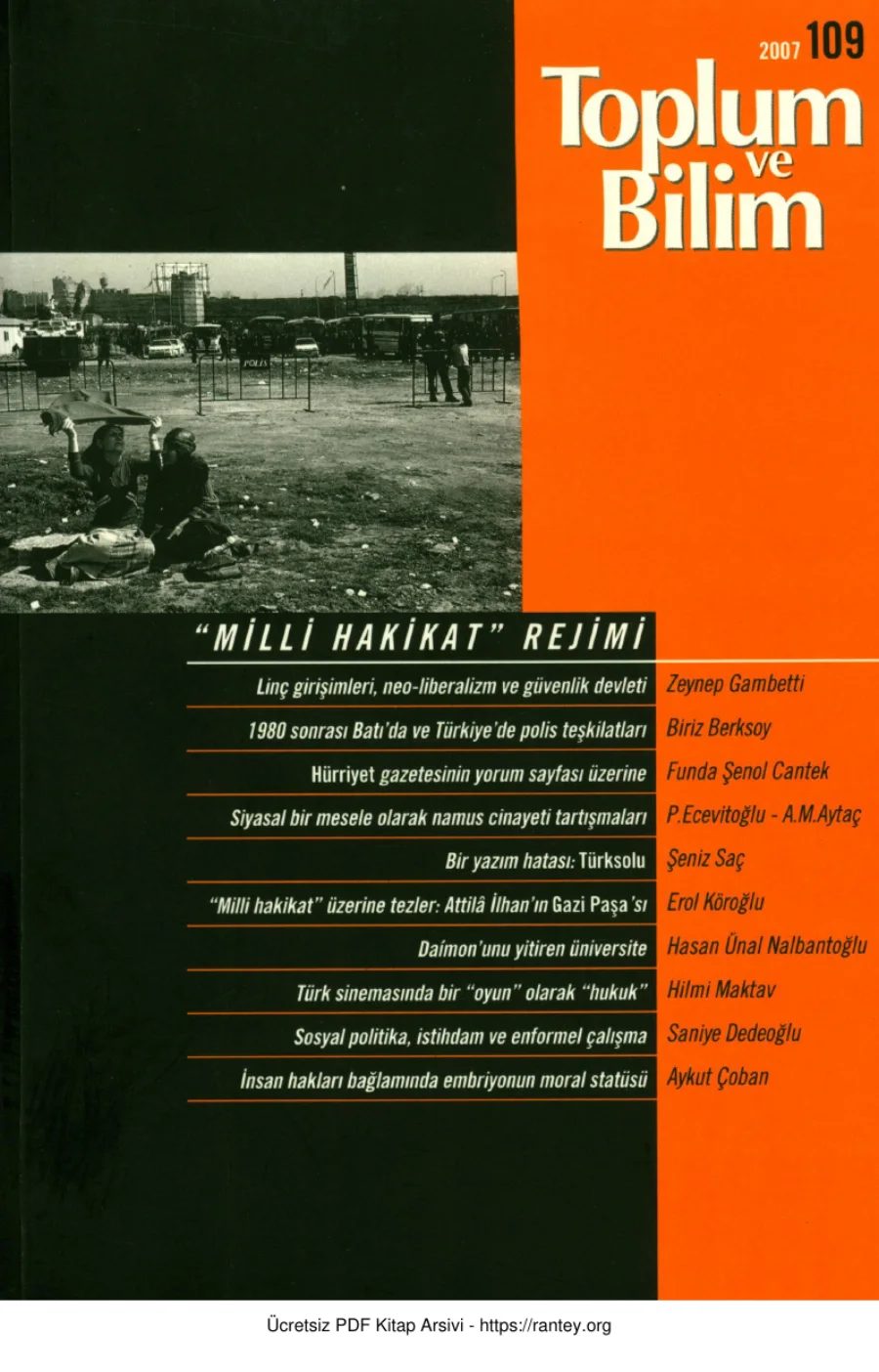 Toplum ve Bilim Sayı 109 kapak görseli
