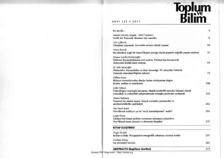 Toplum ve Bilim Sayı 122 kapak görseli