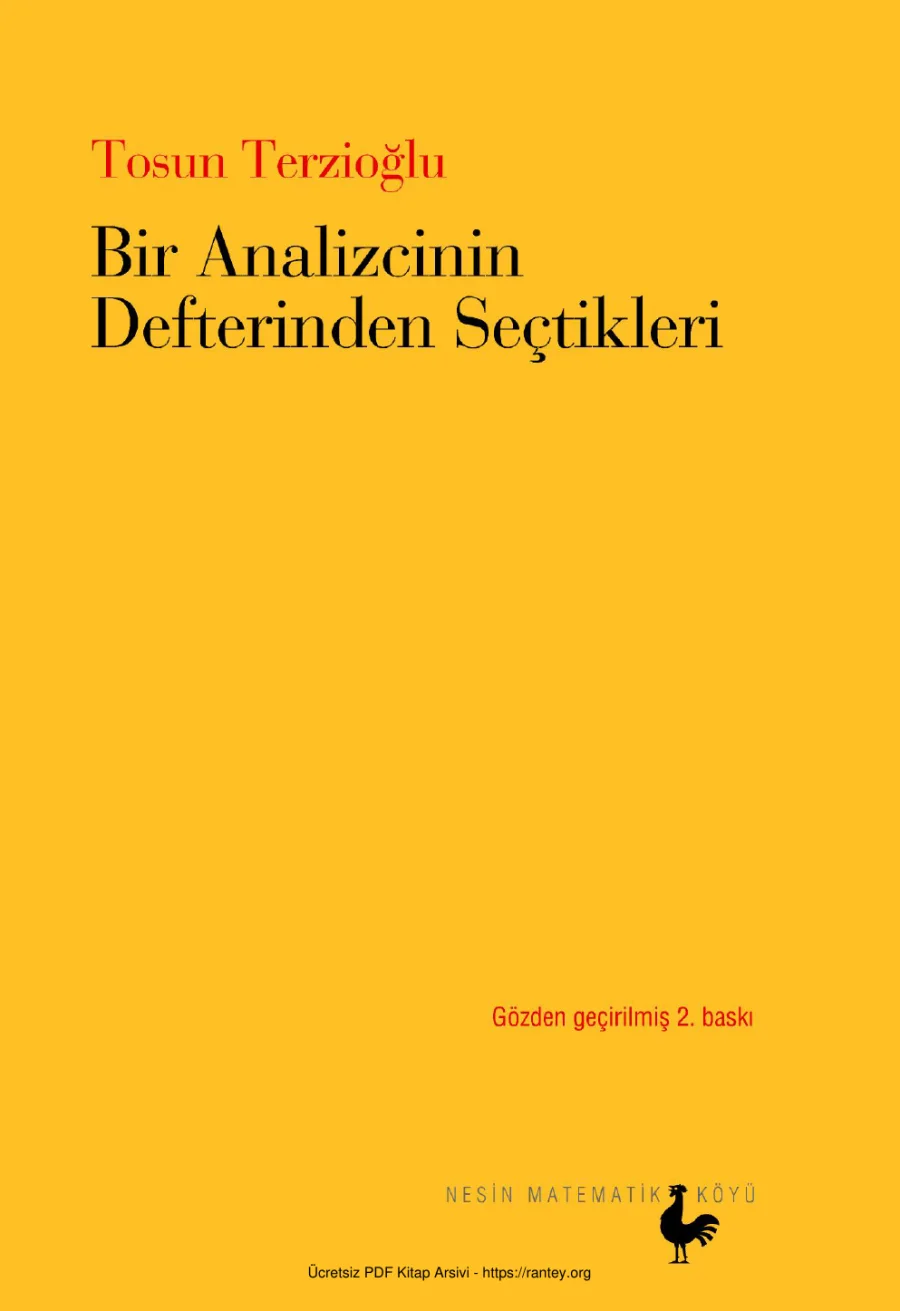 Tosun Terzioğlu Bir Analizcinin Defterinden Seçtikleri Nesin Matematik Köyü Yayınları kapak görseli