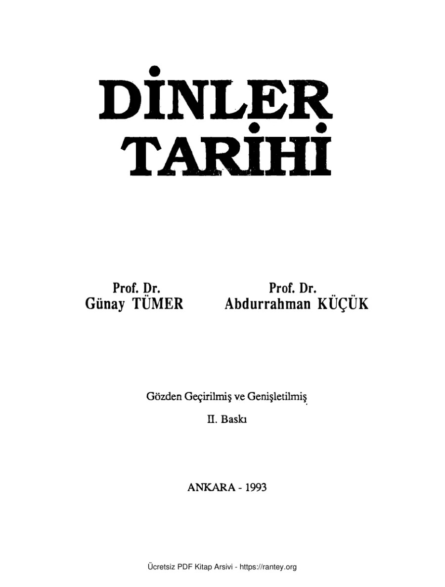 Tümer Dinler Tarihi Ocak Yayınları kapak görseli