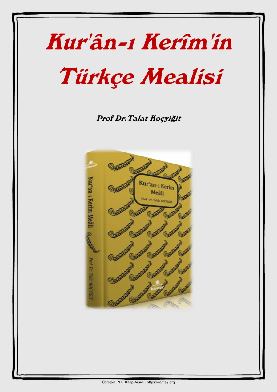 Türkçe Mealisi Prof DrTalat Koçyiğit Ebu Abdulmumin Tekin Mıhçı kapak görseli